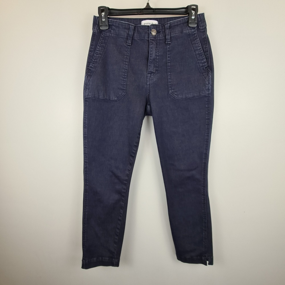 Studio Blue‎ Womens Navy Blue High Rise Utility Slim Cropped Pants Size 27 Jeans